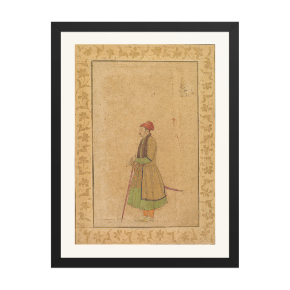 Raja Ram Singh of Amber with a Deccan Sword — Restored Mughal Wall Art — view 1
