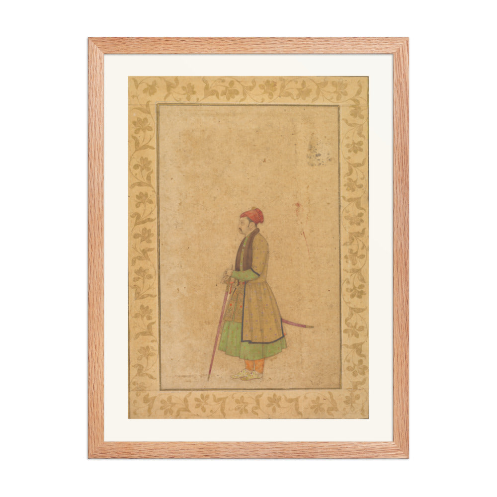 Raja Ram Singh of Amber with a Deccan Sword — Restored Mughal Wall Art — view 3