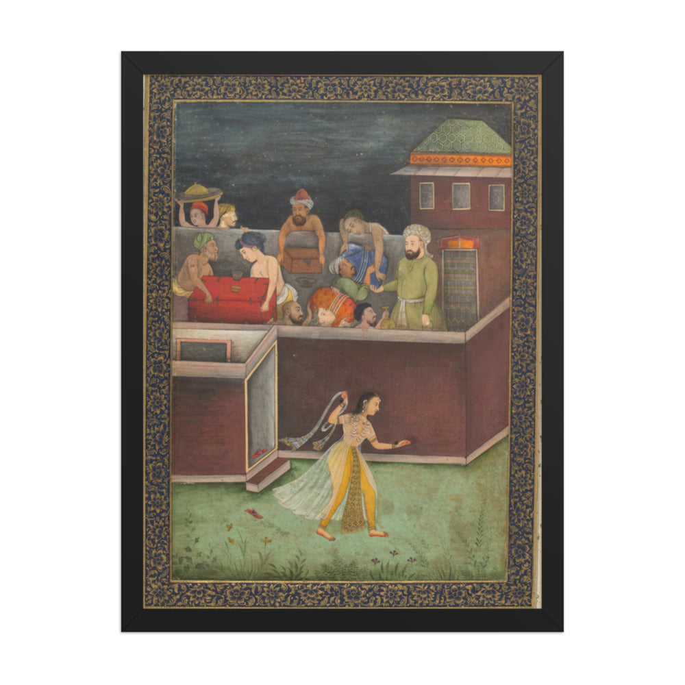 A House Burgled at Night — Restored Mughal Wall Art — view 1