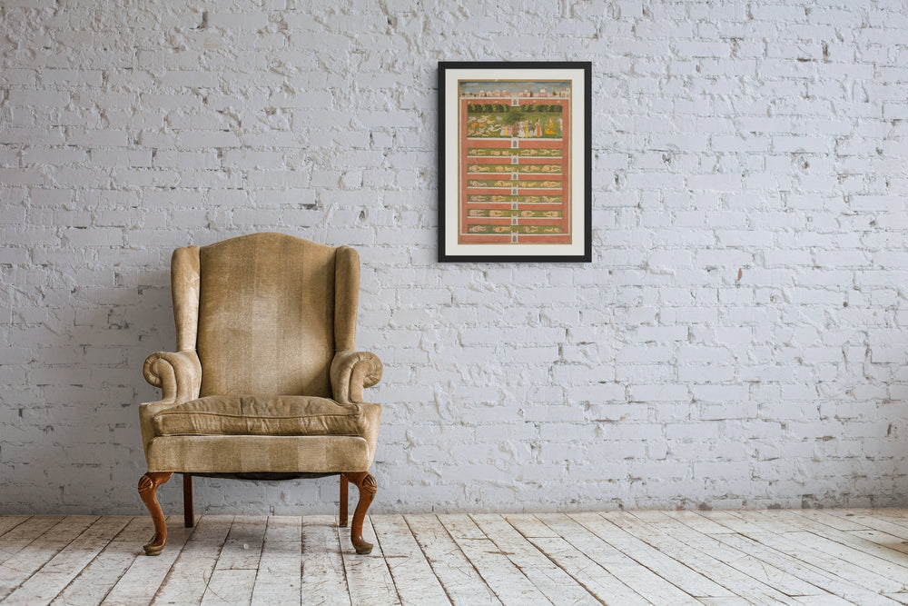 A Princess and Demons before a Nobleman — Restored Mughal Wall Art — view 5