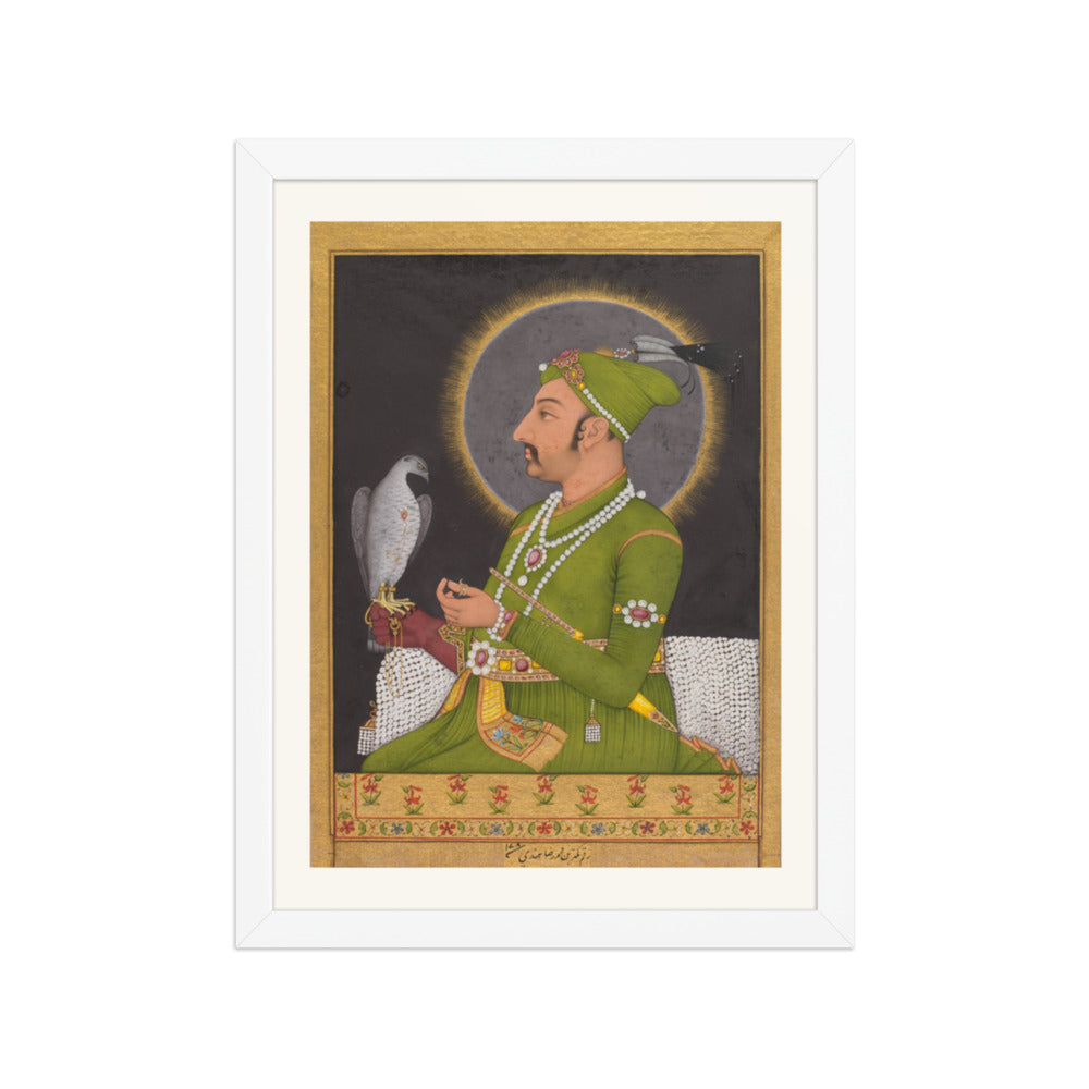 Emperor Muhammad Shah with a Falcon, by Muhammad Rizavi Hindi — Restored Mughal Wall Art — view 6