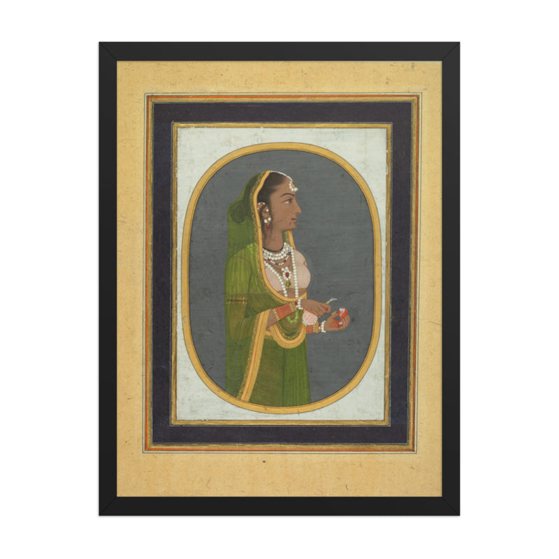 Court Lady Pouring Wine — Restored Mughal Wall Art