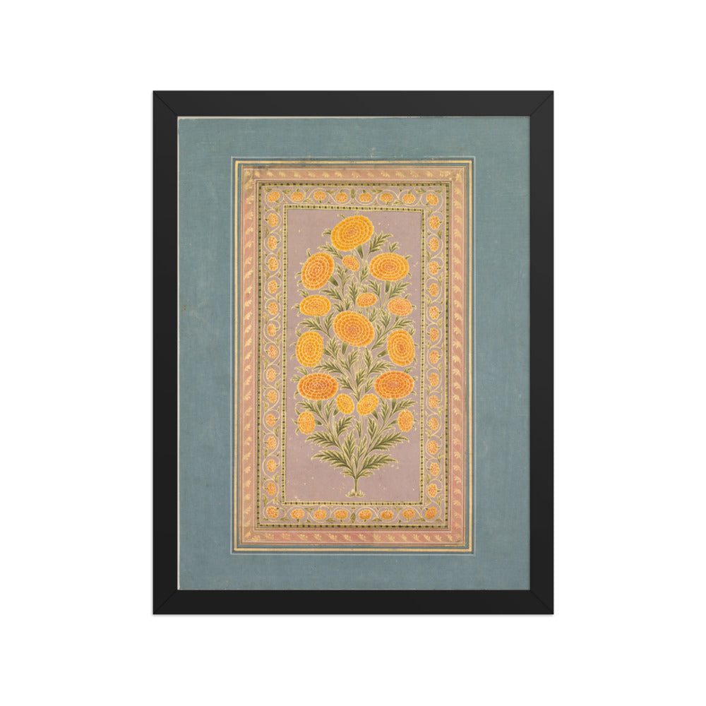 Flowering Marigold (verso) — Restored Mughal Wall Art — view 2