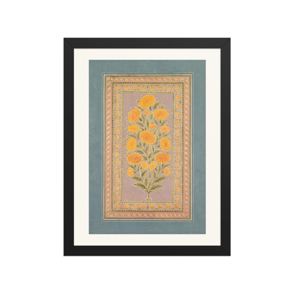 Flowering Marigold (verso) — Restored Mughal Wall Art — view 2