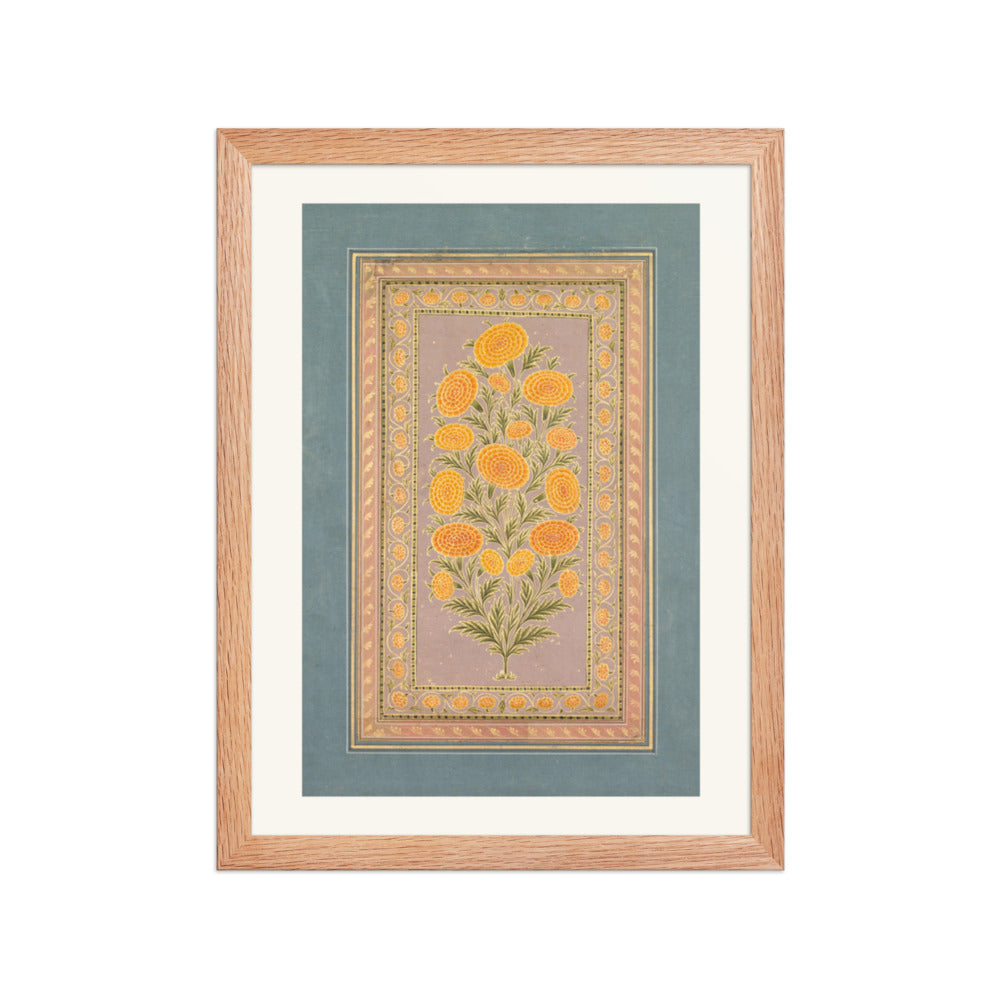 Flowering Marigold (verso) — Restored Mughal Wall Art — view 4