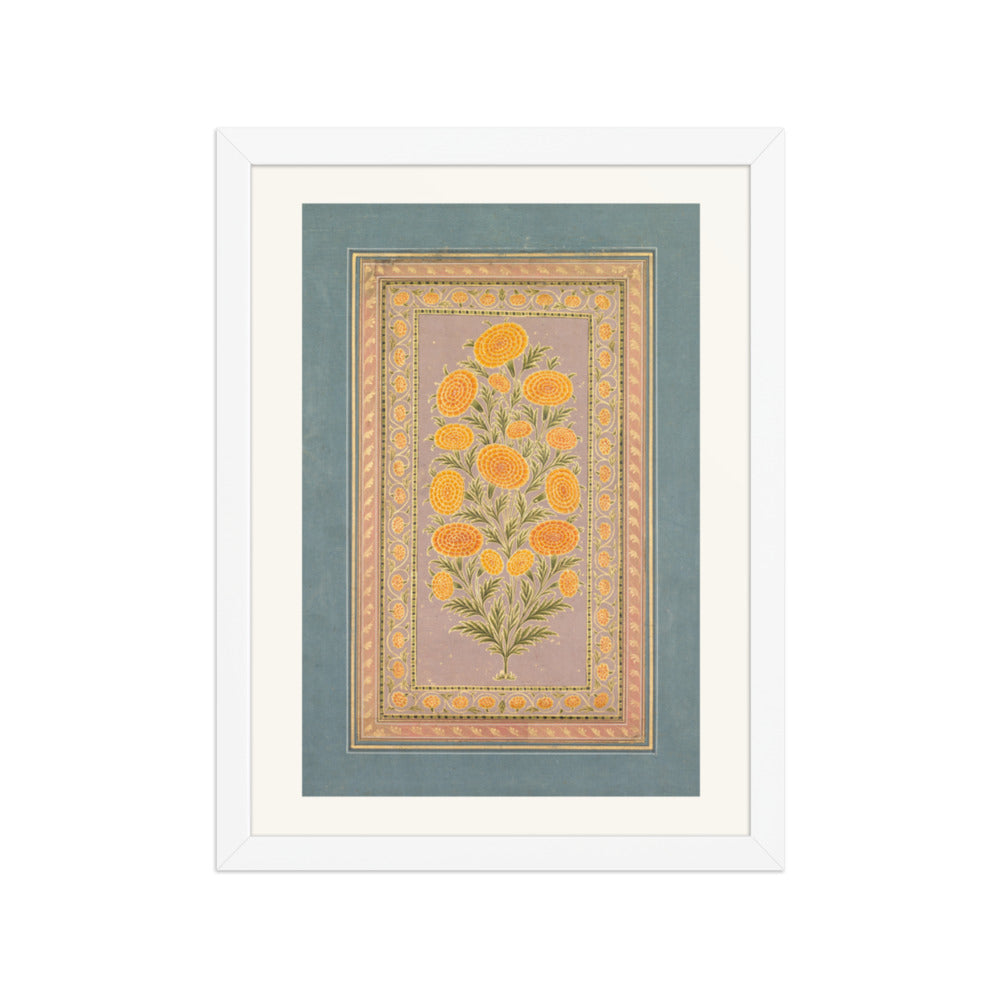 Flowering Marigold (verso) — Restored Mughal Wall Art — view 6
