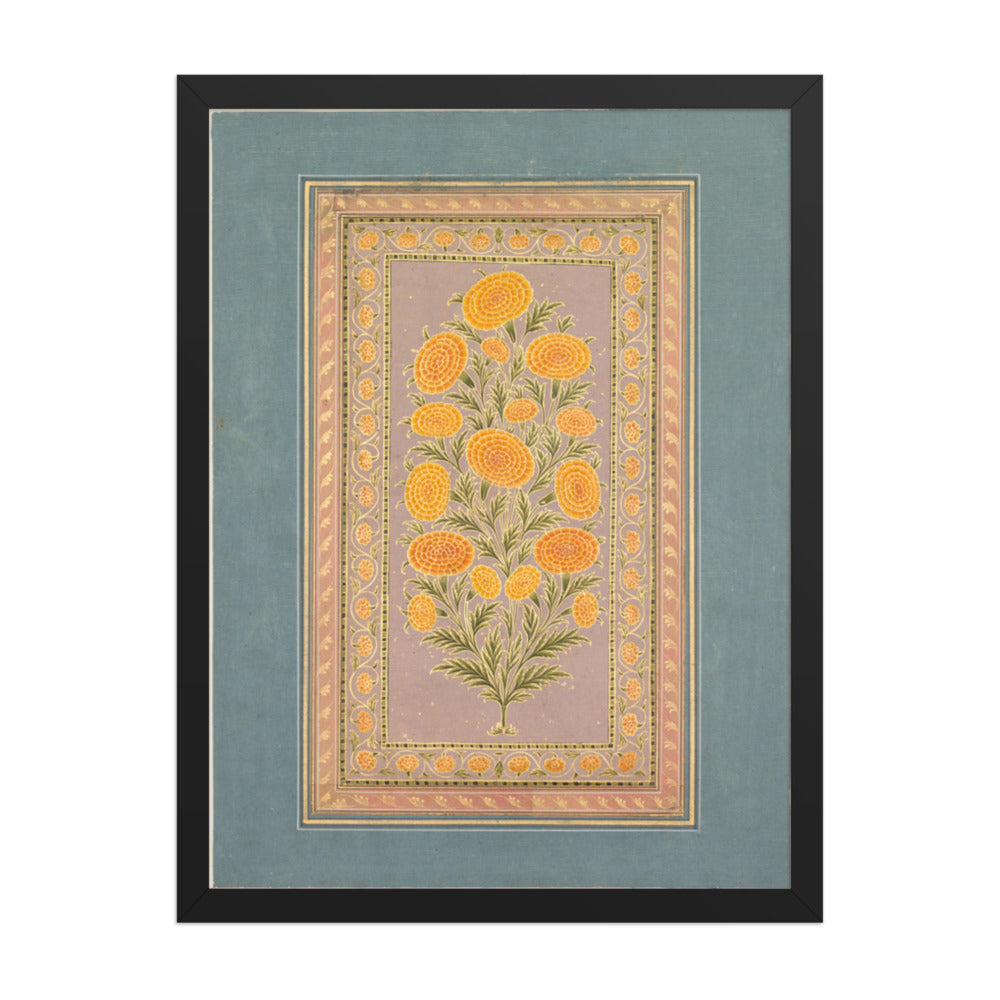 Flowering Marigold (verso) — Restored Mughal Wall Art — view 1