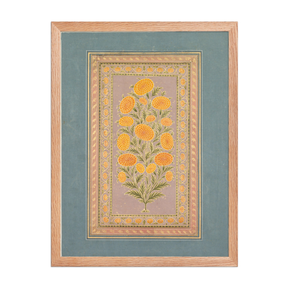 Flowering Marigold (verso) — Restored Mughal Wall Art — view 3