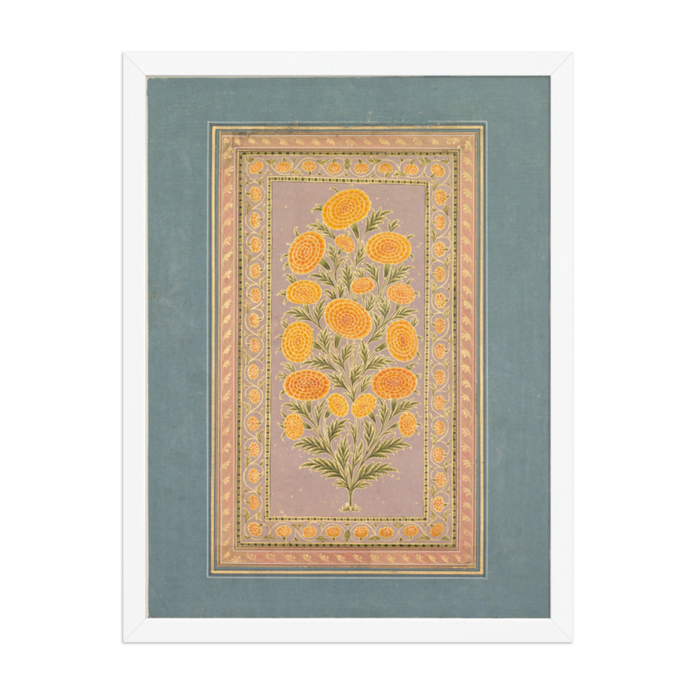 Flowering Marigold (verso) — Restored Mughal Wall Art — view 5