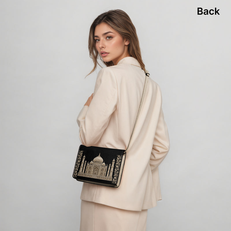 Taj Mahal — Black & Gold Book Crossbody Bag