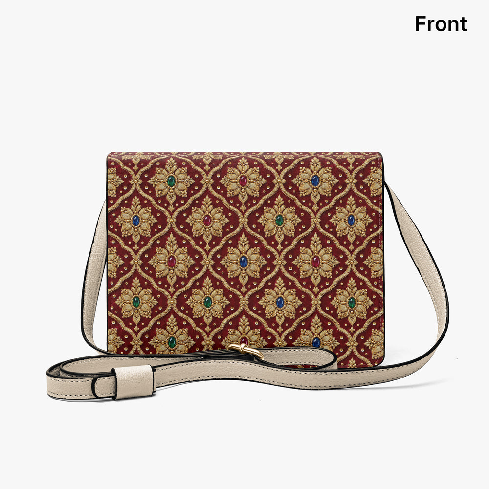 Shahi Zardozi — Wine & Gold Book Crossbody Bag — view 7