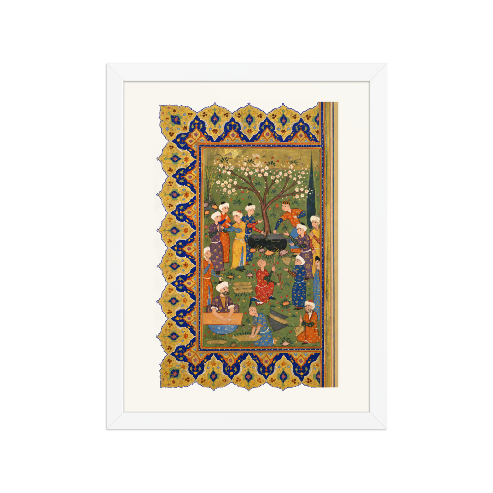 Preparation for a Noon-Day Meal — Divan of Mir 'Ali Shir | Restored Persian Wall Art — view 3