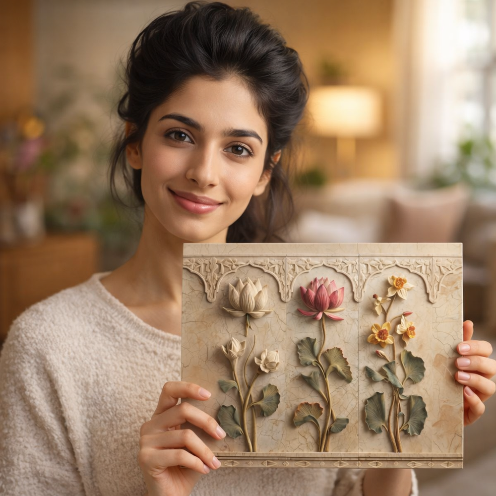 Floral Relief Photo Block — view 2