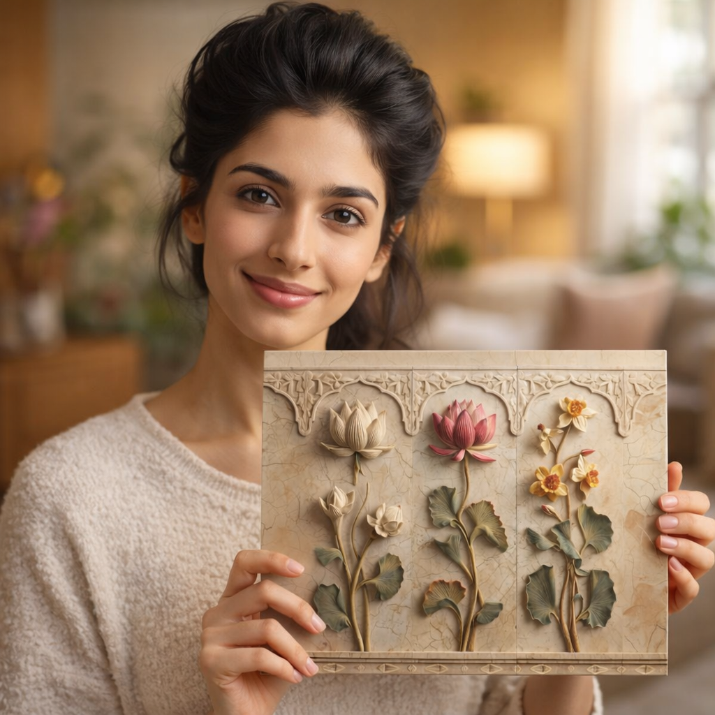 Floral Relief Photo Block — view 2