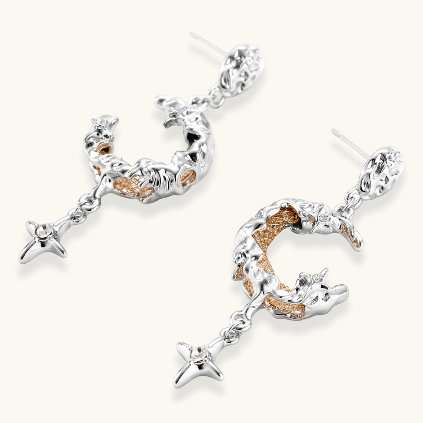 Celestial Moon Star Earrings by Aurah Living — view 2