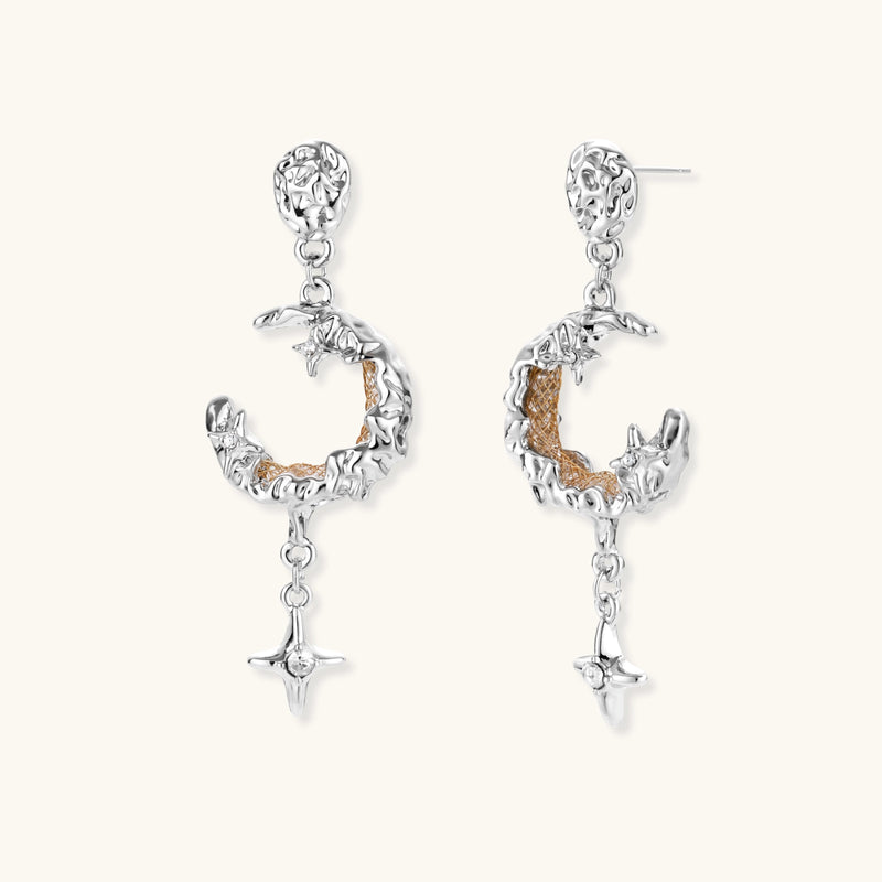 Celestial Moon Star Earrings by Aurah Living