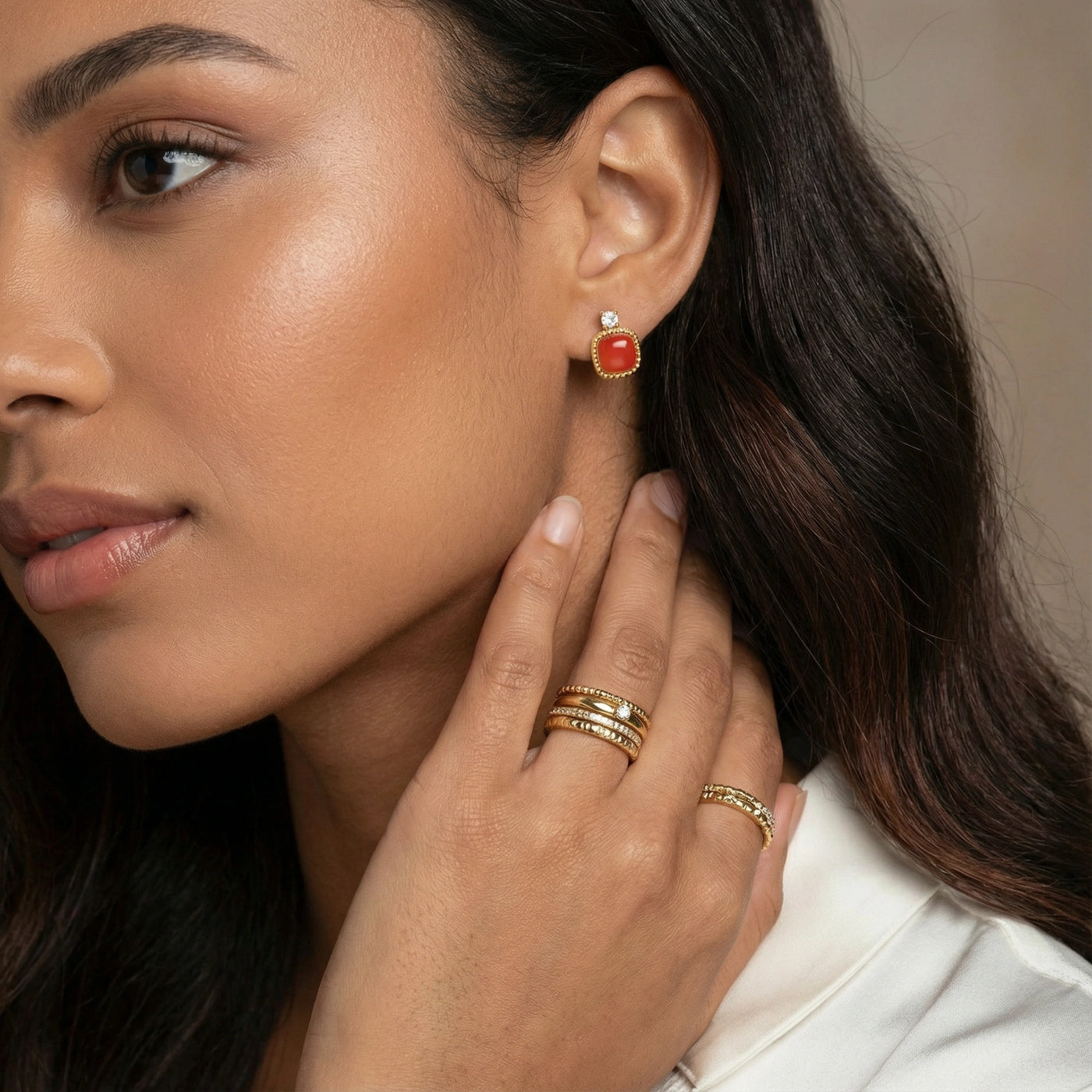 Heritage Agate Studs by Aurah Living — view 5