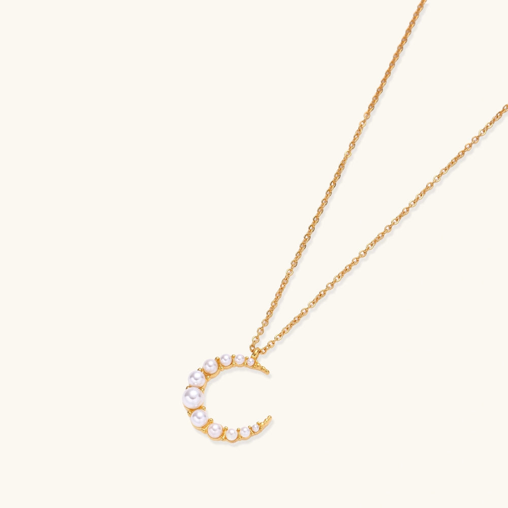 Luna Pearl Crescent Necklace — view 2