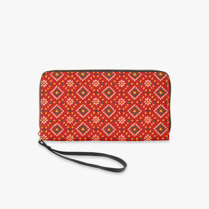 Bandhani — Red & Saffron Wristlet Clutch Wallet