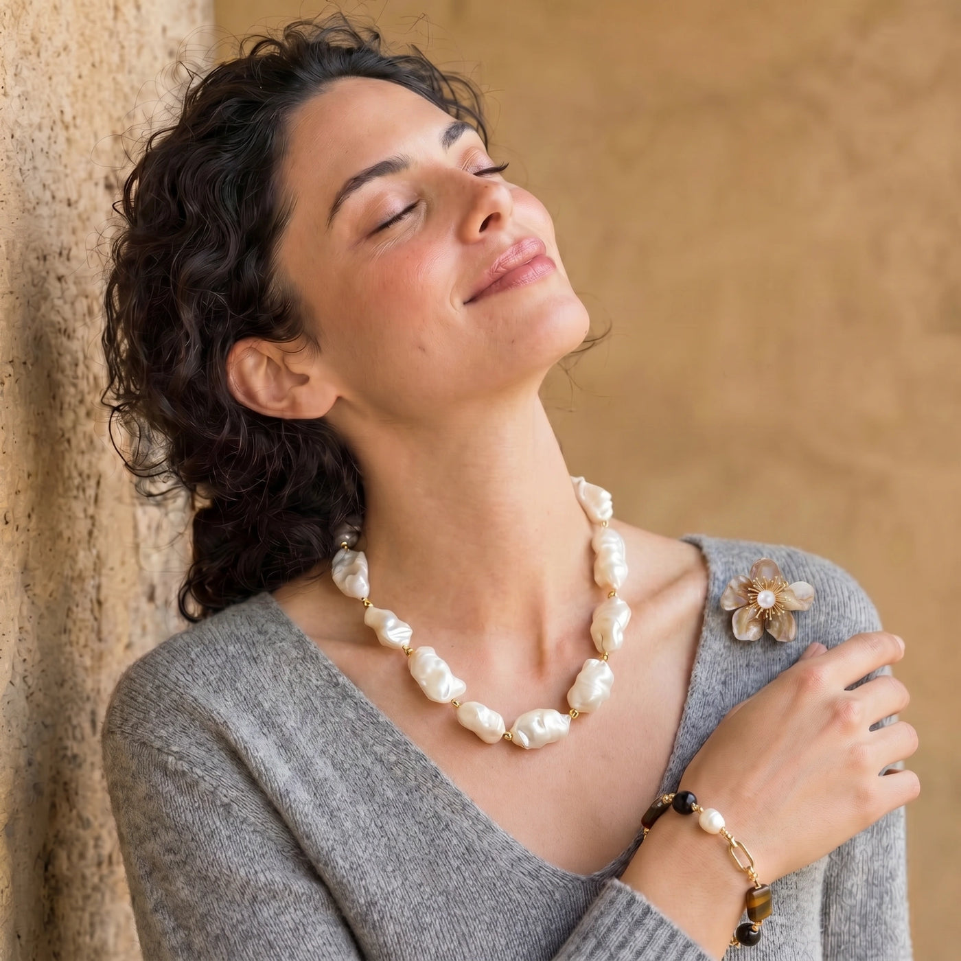 Golden Bloom Pearl Pin by Aurah Living — view 4