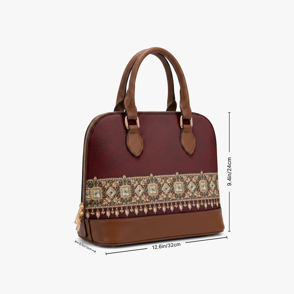 Kundan Potli — Maroon Velvet Dome Handbag — view 9
