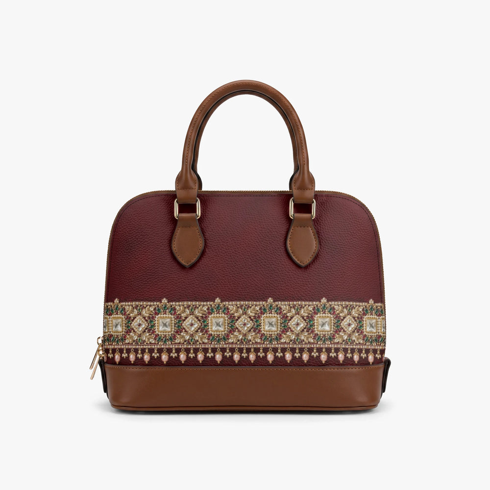 Kundan Potli — Maroon Velvet Dome Handbag — view 3