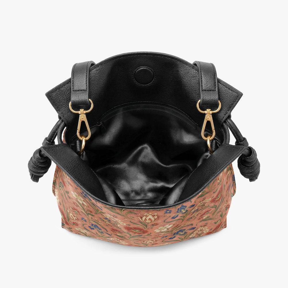 Hashiya Flowers — Apricot Drawstring Pouch Bag — view 6