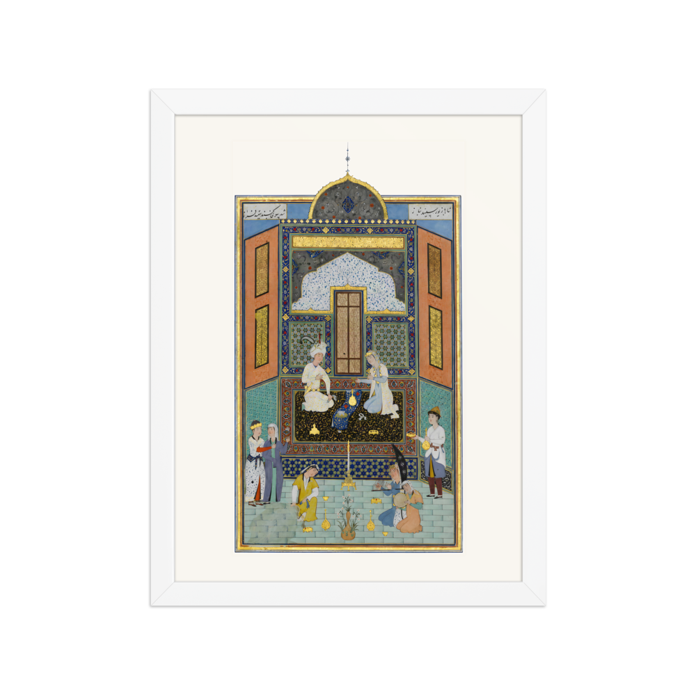 Bahram Gur in the White Palace on Friday — Herat, 1525 | Restored Persian Wall Art — view 3