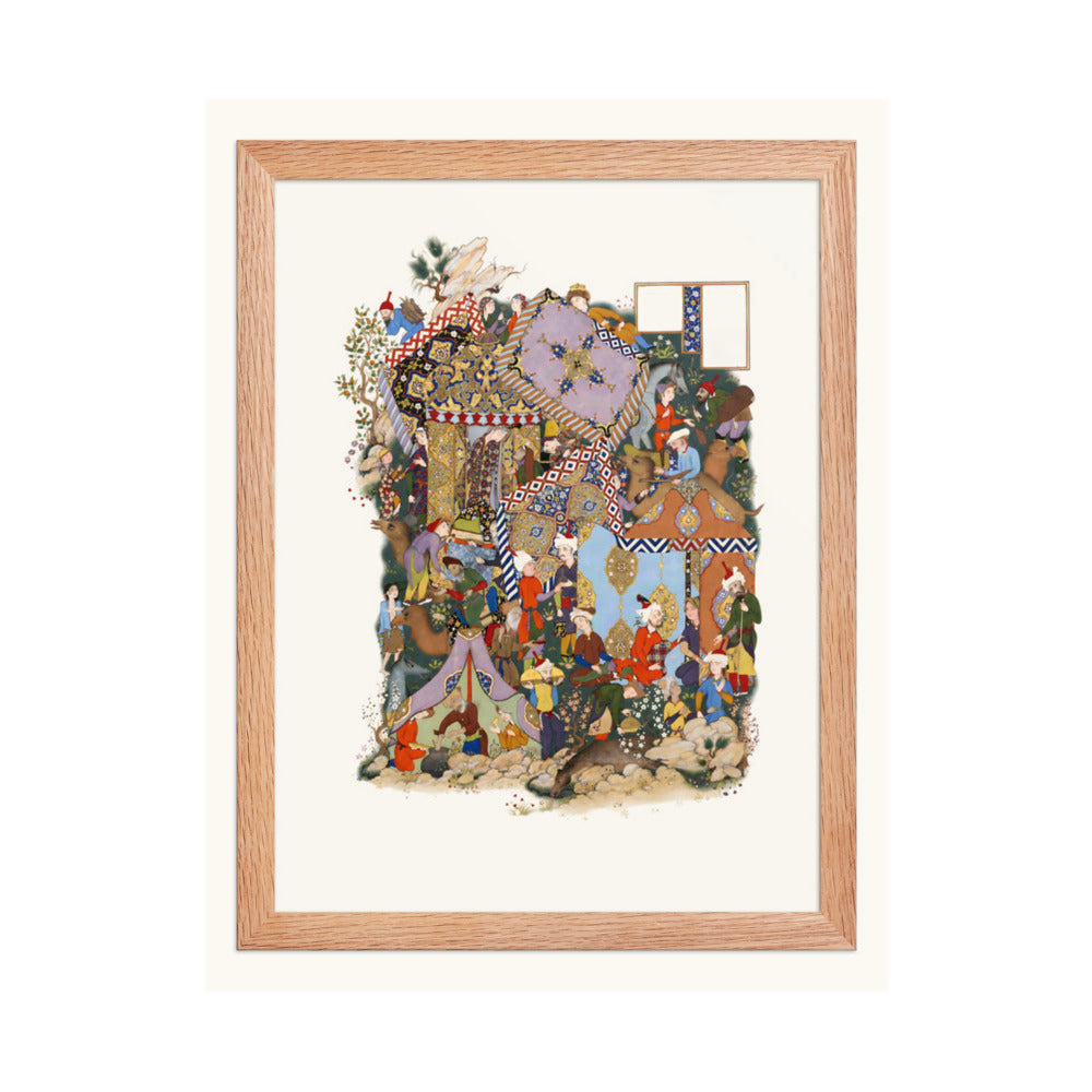 A Royal Encampment With Canopied Tents | Restored Persian Miniature — view 3