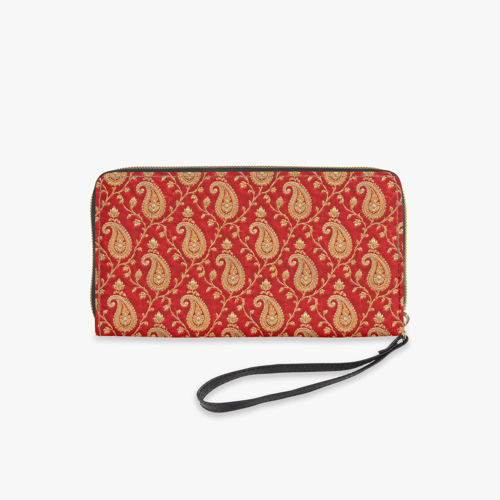 Zari Buti — Red & Gold Wristlet Clutch Wallet — view 5