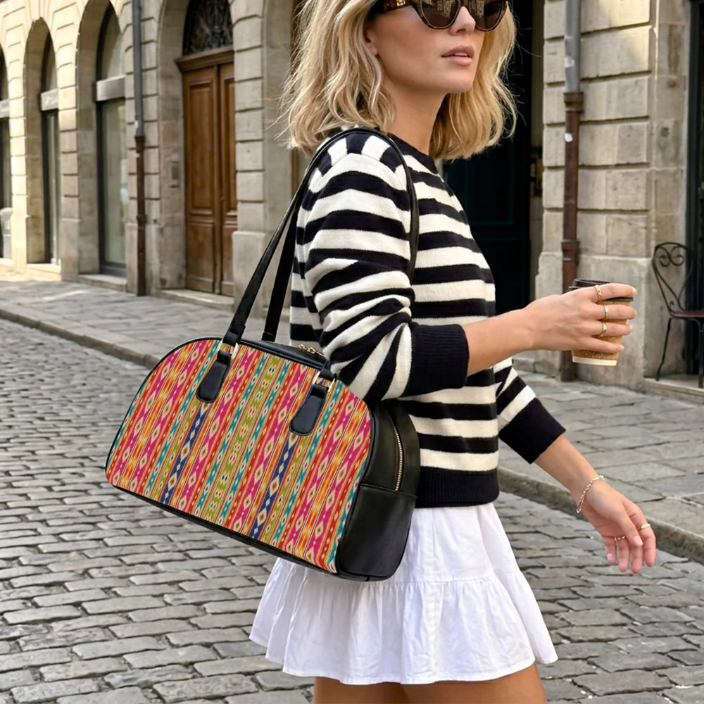 Mashru Ikat — Multicolour Stripe Arch-Top Handbag — view 6