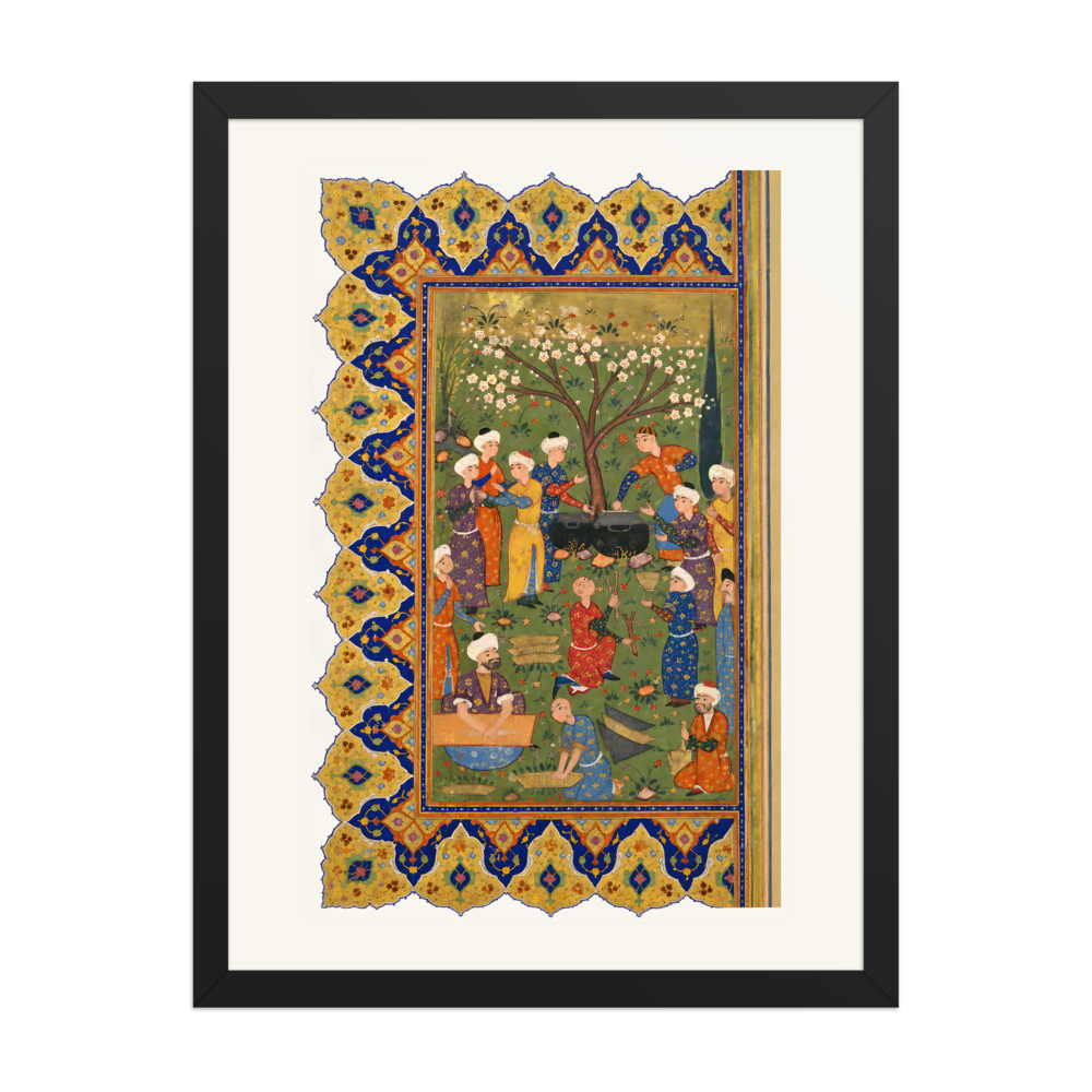 Preparation for a Noon-Day Meal — Divan of Mir 'Ali Shir | Restored Persian Wall Art — view 4