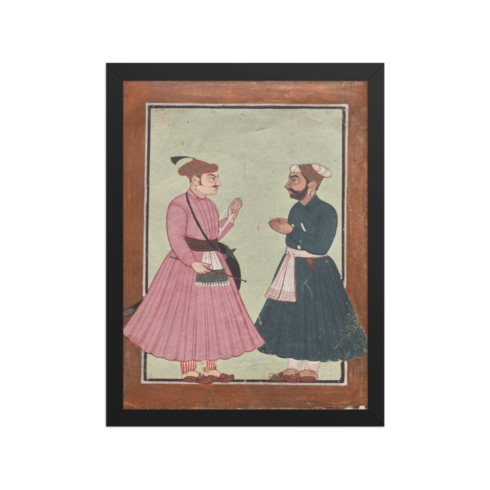 A Mandi royal family member receives a noble — Restored Pahari Wall Art — view 2