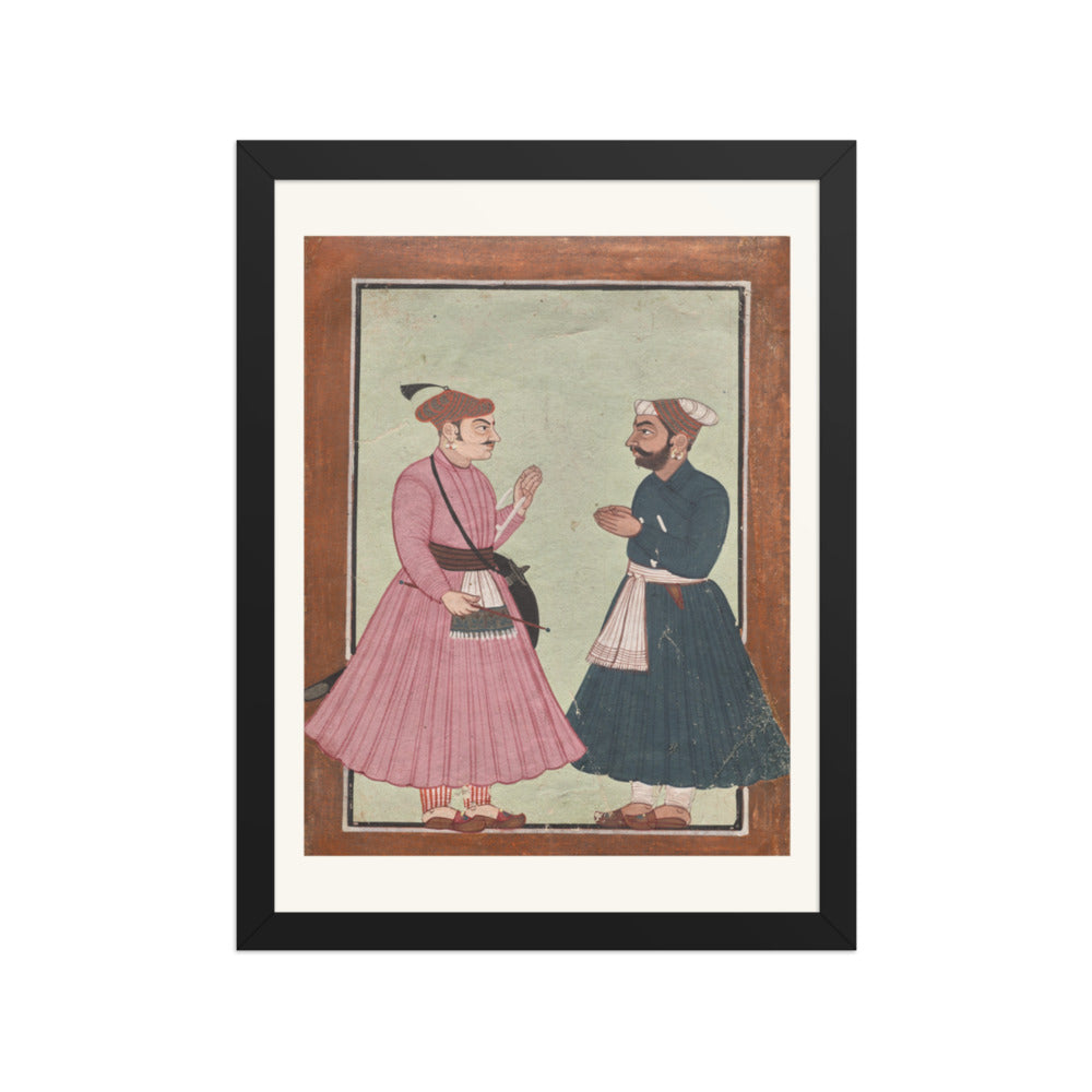A Mandi royal family member receives a noble — Restored Pahari Wall Art — view 2