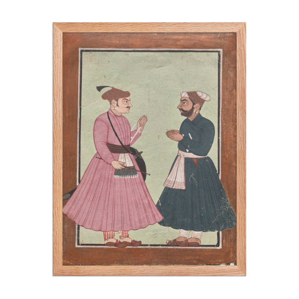 A Mandi royal family member receives a noble — Restored Pahari Wall Art — view 3