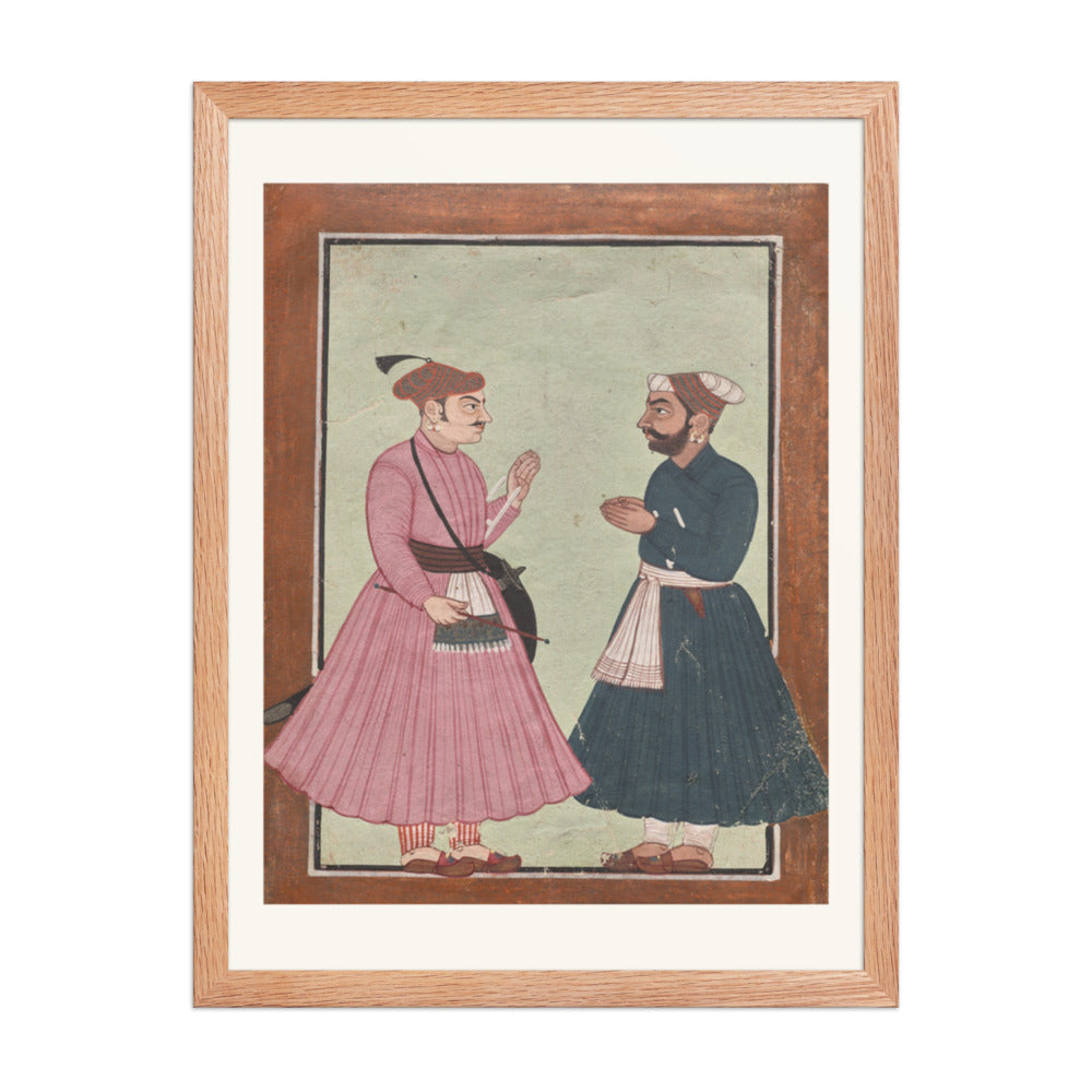 A Mandi royal family member receives a noble — Restored Pahari Wall Art — view 3
