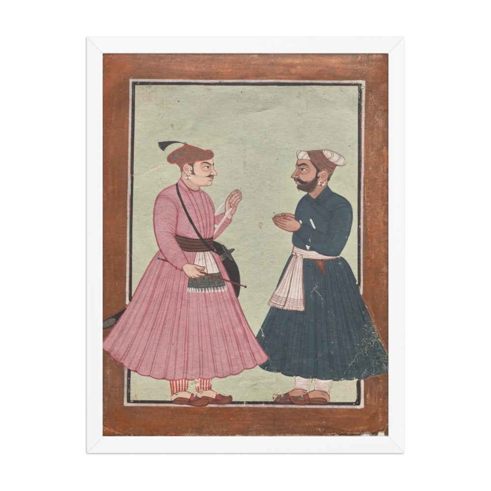 A Mandi royal family member receives a noble — Restored Pahari Wall Art — view 5