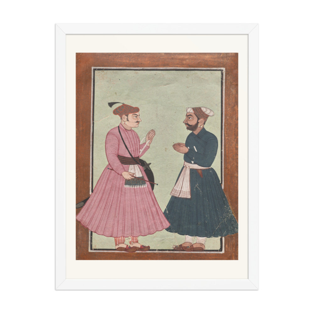 A Mandi royal family member receives a noble — Restored Pahari Wall Art — view 5