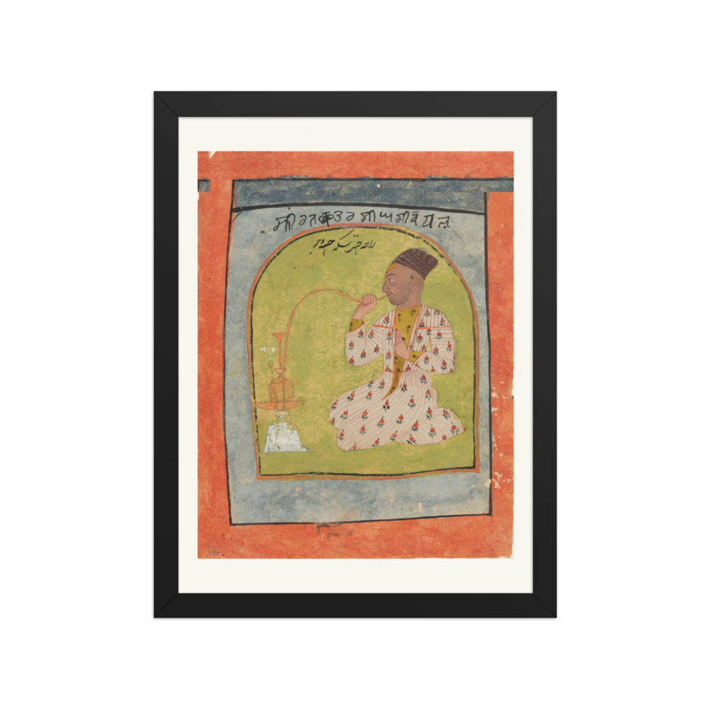 Raja Chhatar Singh of Chamba Smoking a Hookah — Restored Pahari Wall Art — view 2