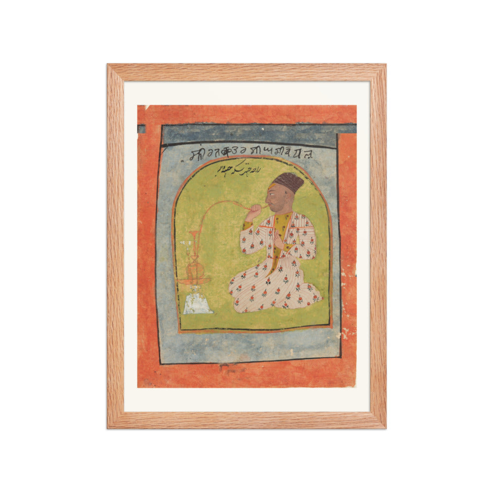 Raja Chhatar Singh of Chamba Smoking a Hookah — Restored Pahari Wall Art — view 4