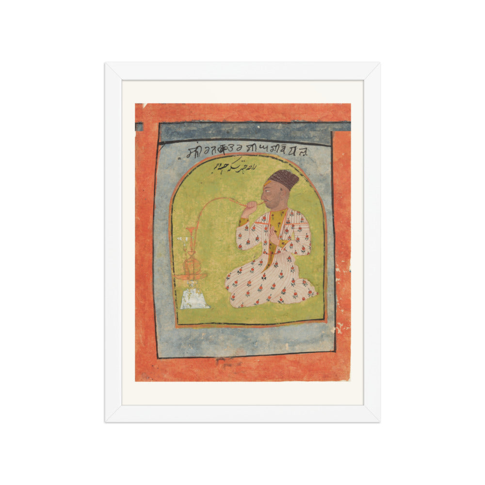 Raja Chhatar Singh of Chamba Smoking a Hookah — Restored Pahari Wall Art — view 6