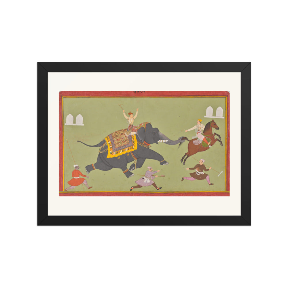 The Elephant of Maharana Jai Singh of Mewar (r. 1680–98) Catches a — Restored Rajput Wall Art — view 2
