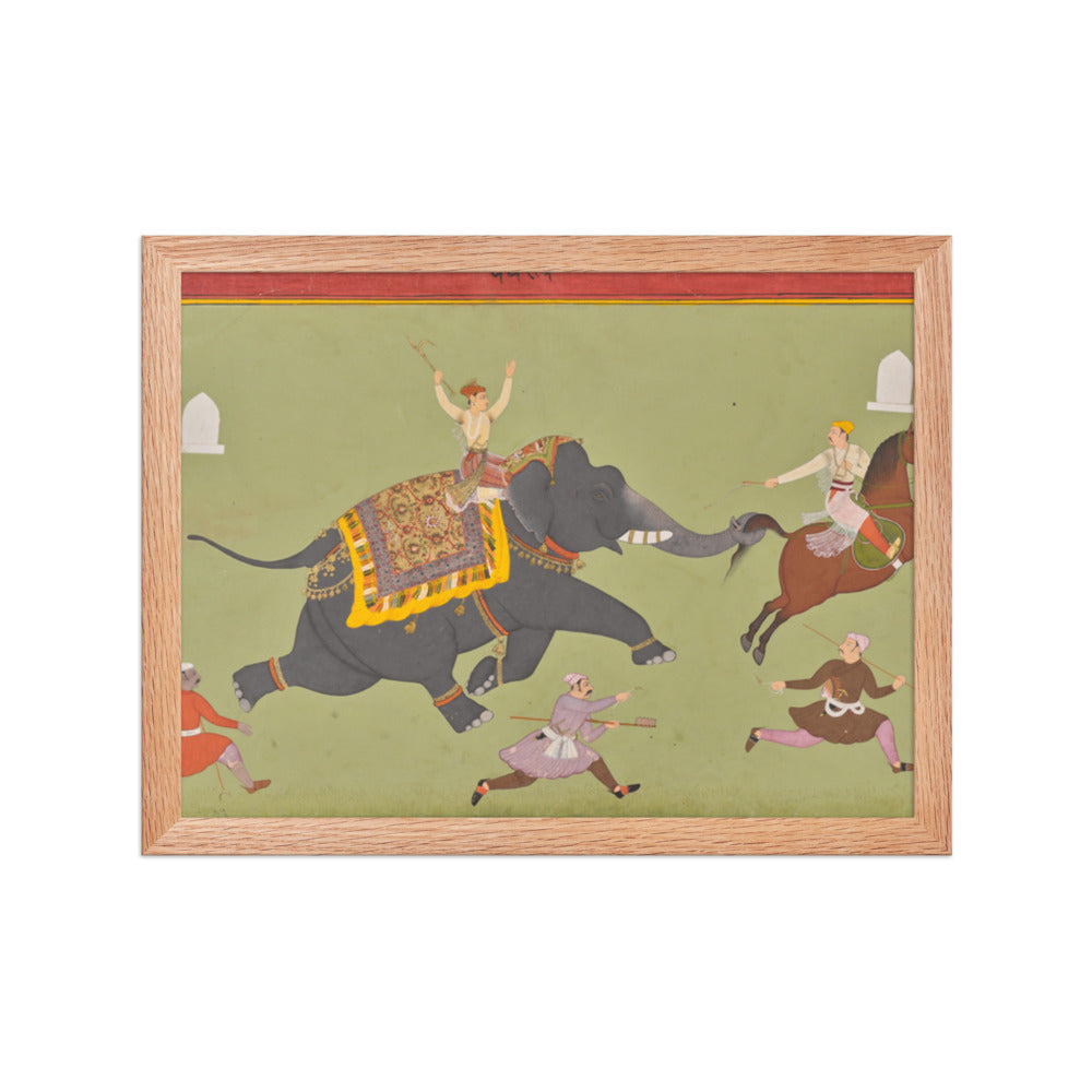 The Elephant of Maharana Jai Singh of Mewar (r. 1680–98) Catches a — Restored Rajput Wall Art — view 4