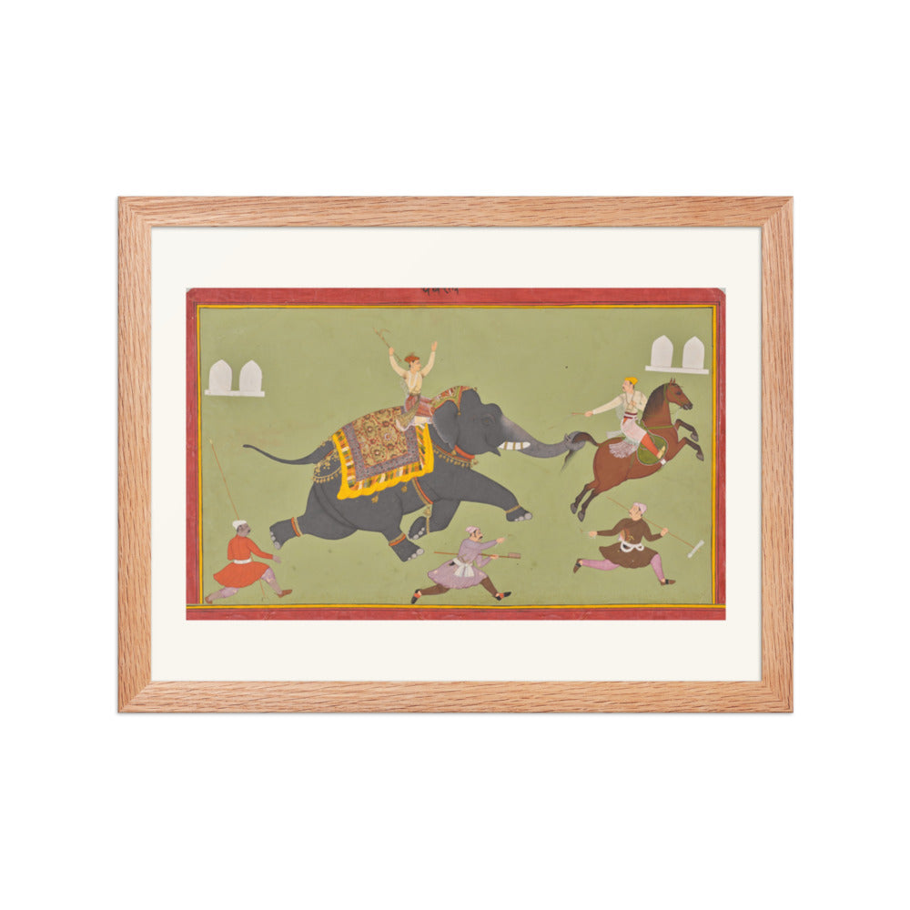 The Elephant of Maharana Jai Singh of Mewar (r. 1680–98) Catches a — Restored Rajput Wall Art — view 4