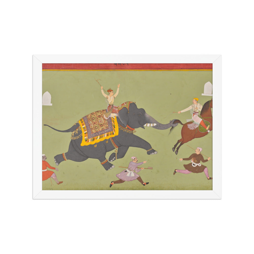 The Elephant of Maharana Jai Singh of Mewar (r. 1680–98) Catches a — Restored Rajput Wall Art — view 6