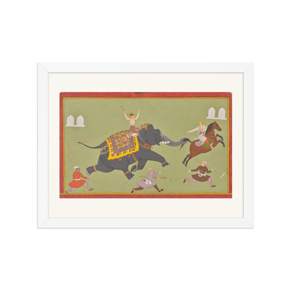 The Elephant of Maharana Jai Singh of Mewar (r. 1680–98) Catches a — Restored Rajput Wall Art — view 6