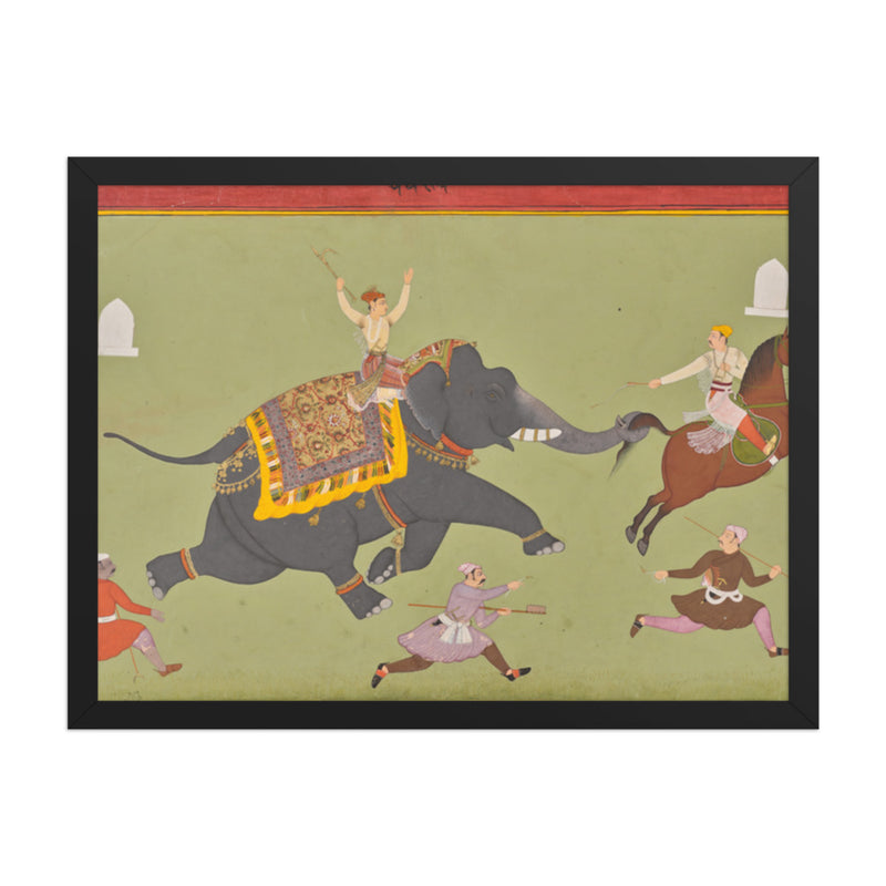 The Elephant of Maharana Jai Singh of Mewar (r. 1680–98) Catches a — Restored Rajput Wall Art