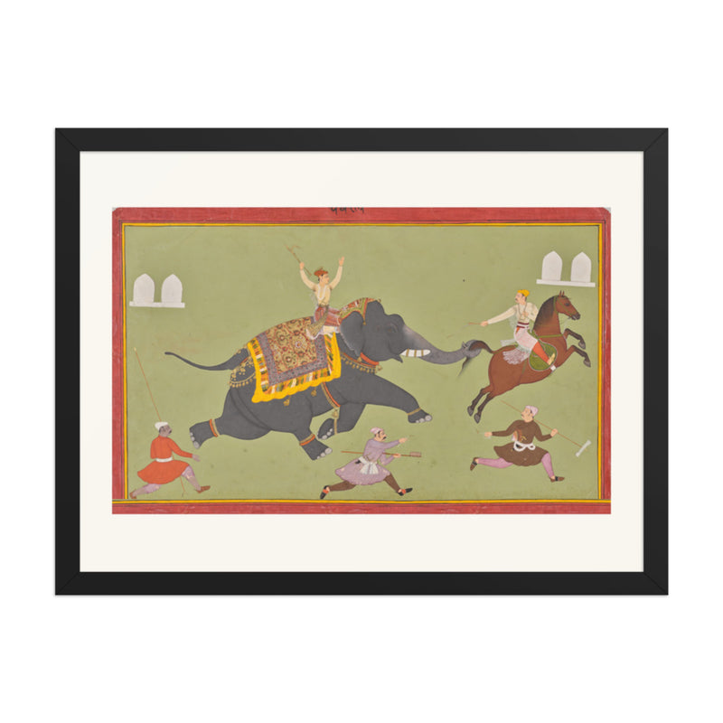 The Elephant of Maharana Jai Singh of Mewar (r. 1680–98) Catches a — Restored Rajput Wall Art