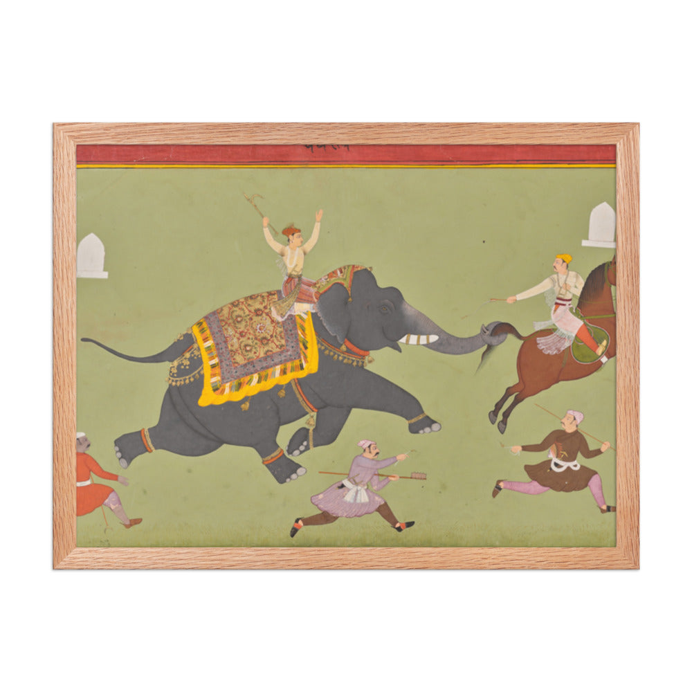 The Elephant of Maharana Jai Singh of Mewar (r. 1680–98) Catches a — Restored Rajput Wall Art — view 3