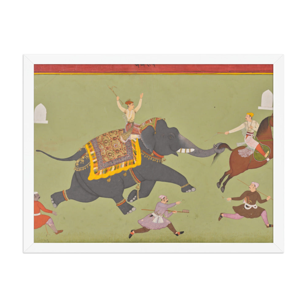 The Elephant of Maharana Jai Singh of Mewar (r. 1680–98) Catches a — Restored Rajput Wall Art — view 5